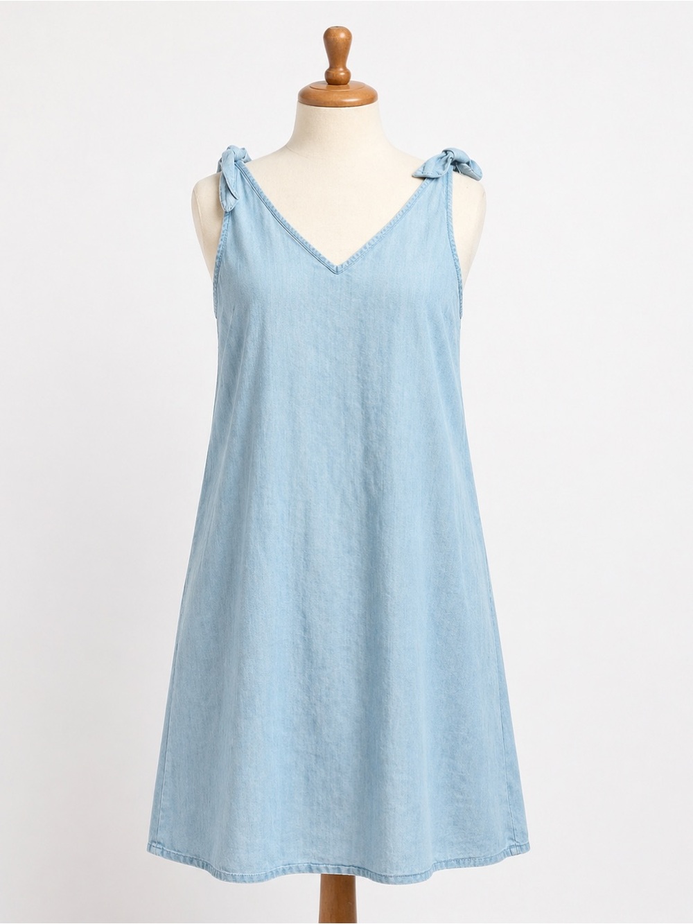 A.N.A Light Blue Chambray Lyocell Tie Strap A-Line Sundress Small